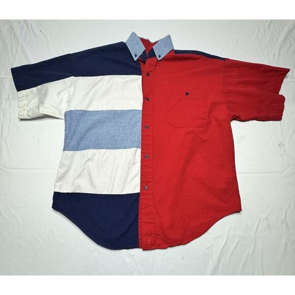 Panhandle Slim Other - Vintage Panhandle Slim Men's Red White Blue Short Sleeve Button Up Shirt - Sz L